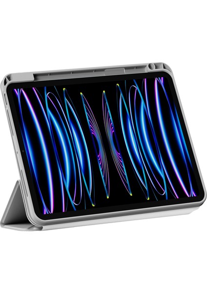 iPad Air 11 2025 M3 Kılıf Wiwu 360 Derece Dönebilen Standlı Magnetik Koruyucu Tablet Kılıfı Gri