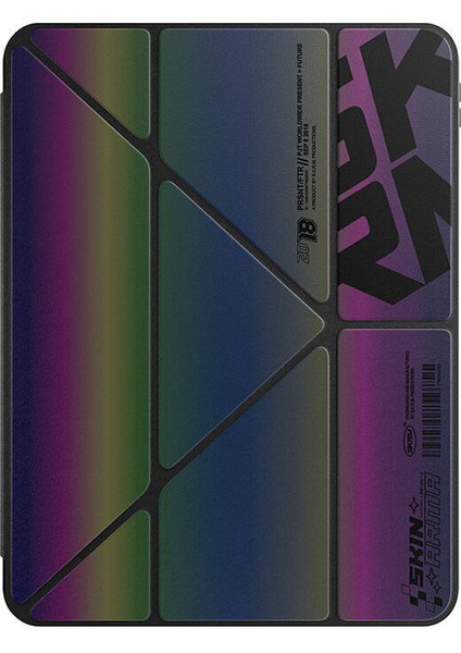 Apple iPad Air 13 2025 Kılıf Skinarma Holografik Arkası Şeffaf Çıkarılabilir Magnetik Kira Kobai Colorful