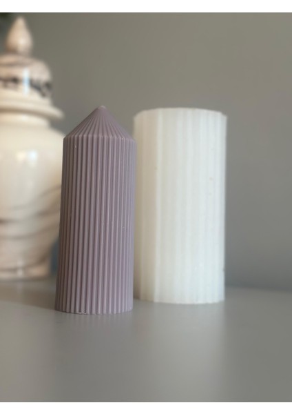 Şeritli Sütün Mum Silikon Kalıp