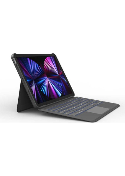 iPad Air 11 2025 M3 Kılıf Wiwu Combo LED Işıklı Magnetik Standlı Klavyeli Gri