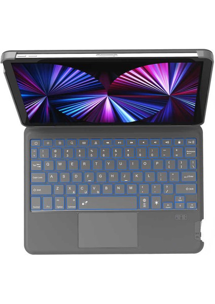 iPad Air 11 2025 M3 Kılıf Wiwu Combo LED Işıklı Magnetik Standlı Klavyeli Gri