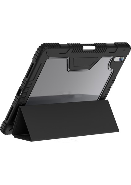 Apple iPad 11.nesil 2025 Raptic Armor Serisi Airbagli Katlanabilir Standlı Smart Cover Kılıf Siyah