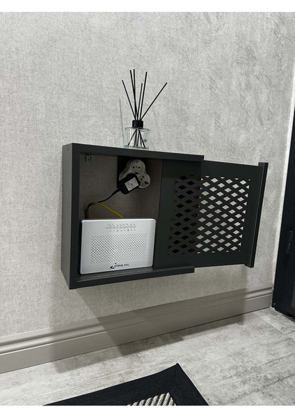 Modem Wifi Duvar Düzenleyici Modem Kutusu Elektrik Pano Çok Amaçlı Kutu Modem Antrasit Pano Baklava