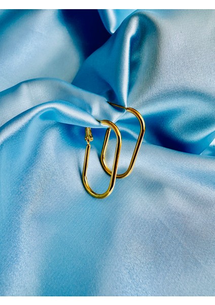 Geometrik Çelik Gold Küpe