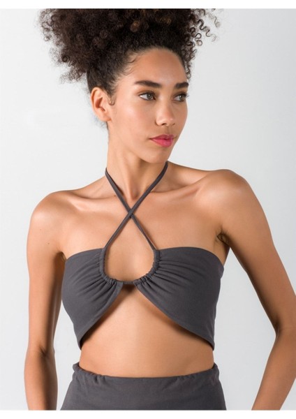 Wrap Top Bustıyer Antrasıt S/m