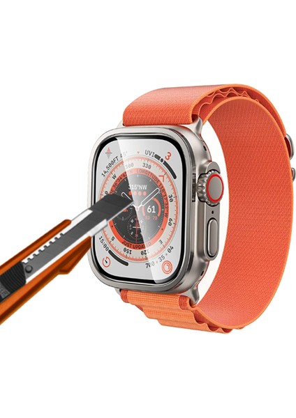 Apple Watch Ultra 49MM Metal Çerçeveli Ile Uyumlu Ekran Koruyucu Alm-01 modelleri