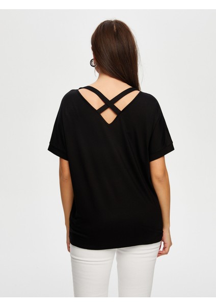 Yuvarlak Yaka Düşük Kollu T-Shirt B00003-1 fiyatları