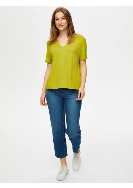 V Yaka Kısa Kollu T-Shirt S25TSH004
