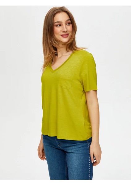 V Yaka Kısa Kollu T-Shirt S25TSH004 fiyatları