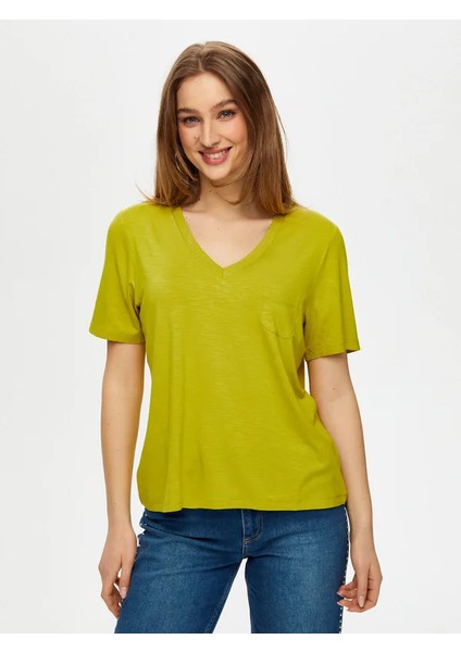 V Yaka Kısa Kollu T-Shirt S25TSH004 indirimleri