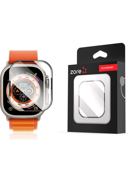 Apple Watch Ultra 49MM Ekran Koruyucu Metal Çerçeveli Kırılmaya Daha Dayanıklı Alm-01