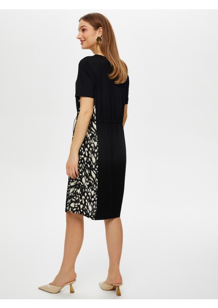 Yanları Desenli Dokuma Garnili Beli Tünelli Örme Elbise S25ELB009 fiyatları