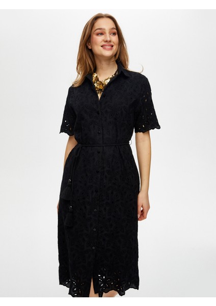 Kemer Detaylı Brode Nakışlı Gömlek Elbise S25ELB023 fiyatları