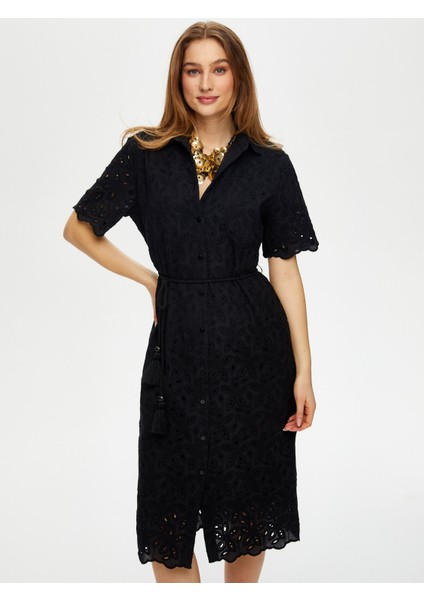 Kemer Detaylı Brode Nakışlı Gömlek Elbise S25ELB023 modelleri