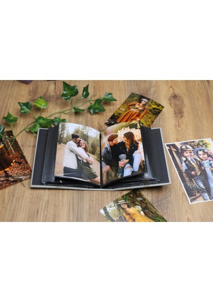 10x15 cm 100'lük Koton Desenli Lüks Fotoğraf Albümü (Vizon)
