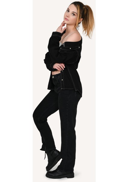 Kadın Yüksek Bel Slim Fit Siyah Kot Pantolon modelleri