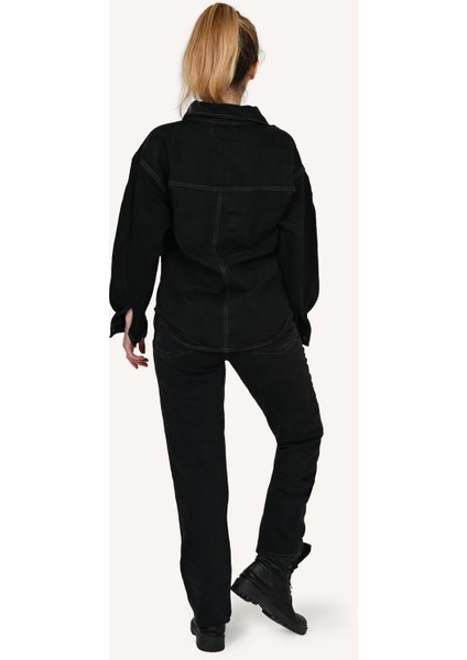 Kadın Yüksek Bel Slim Fit Siyah Kot Pantolon