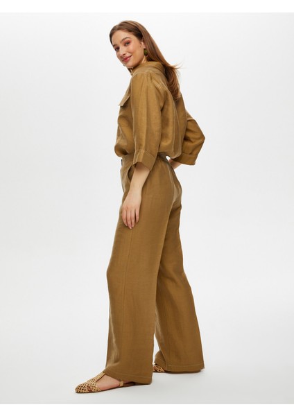 Wide Leg Fit Ütü Izli Tensel Keten Pantolon S25PNT018