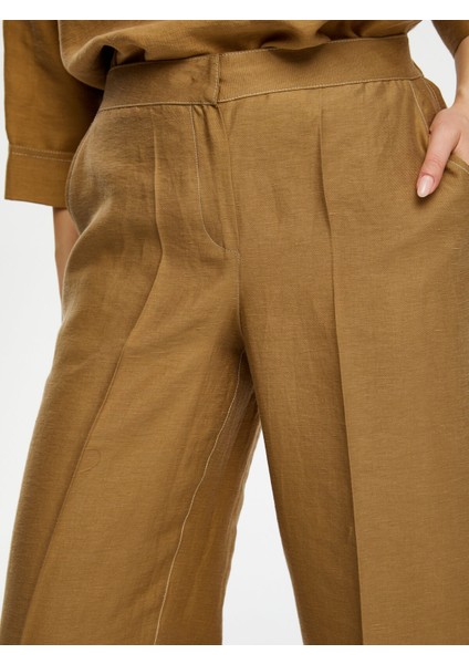 Wide Leg Fit Ütü Izli Tensel Keten Pantolon S25PNT018
