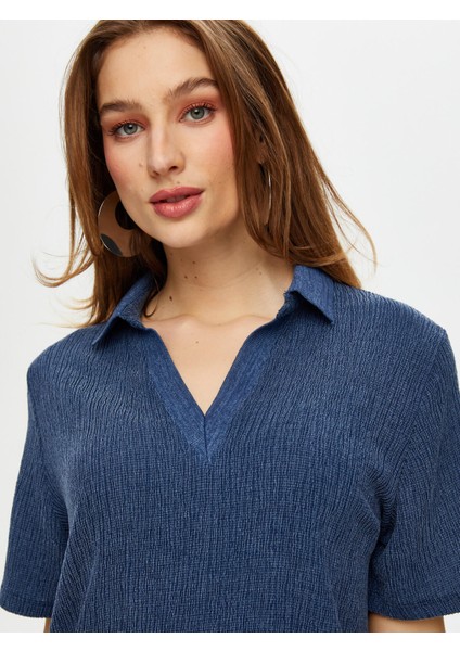 Polo Yaka Kendinden Dokulu Kısa Kol T-Shirt S25TSH054 fiyatları