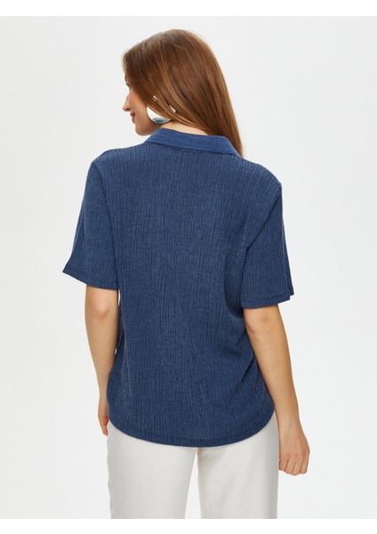 Polo Yaka Kendinden Dokulu Kısa Kol T-Shirt S25TSH054 fırsatları