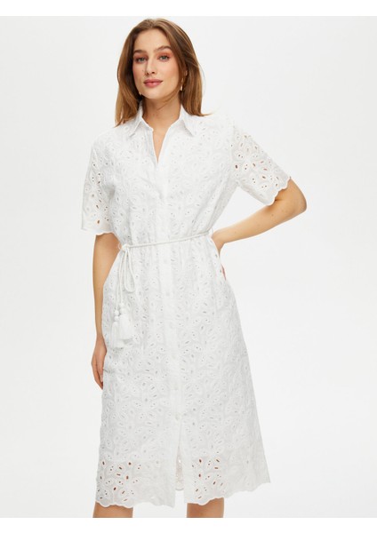 Kemer Detaylı Brode Nakışlı Gömlek Elbise S25ELB023 fiyatları