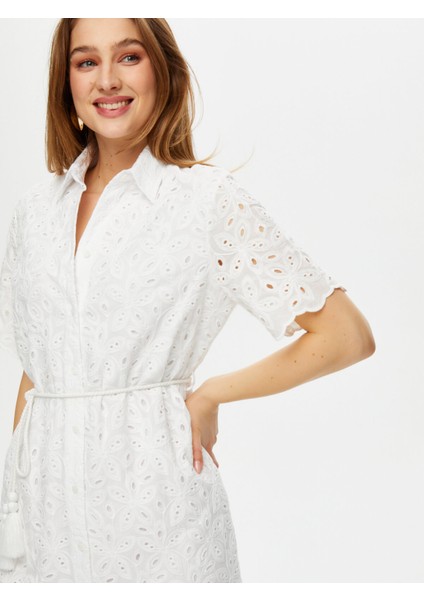 Kemer Detaylı Brode Nakışlı Gömlek Elbise S25ELB023 fırsatları