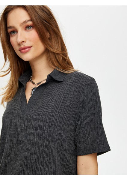 Polo Yaka Kendinden Dokulu Kısa Kol T-Shirt S25TSH054 indirimleri