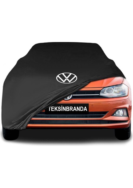 Volkswagen Polo 6 (2017 - 2020) Siyah Kumaş Araba Branda Logolu Kumaş Araba Brandası Penye Oto Branda