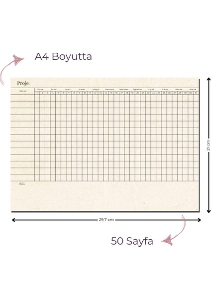 A4 Boyutunda Proje Planlayıcı Bloknot - Projelerinizi Kolayca Takip Edin!