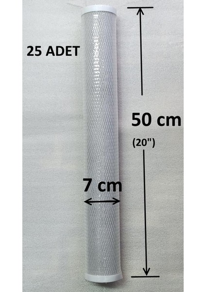 25 Adet 20 Inch Blok Karbon Filtre Kaliteli Su Filtresi Cto Block Karbon Su Arıtma