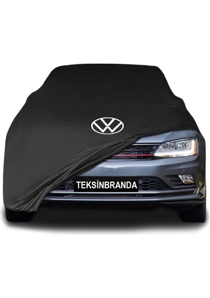 Volkswagen Jetta 6 (2010 - 2018) Siyah Kumaş Araba Branda Logolu Kumaş Araba Brandası Penye Oto Branda