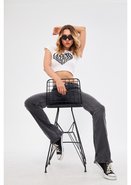 Kadin Straight Comfort Koyu Antrasit Fit Jean