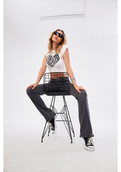 Kadin Straight Comfort Koyu Antrasit Fit Jean