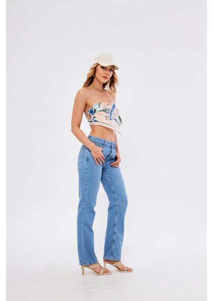 Kadin Snow Kot Rengi Orta Bel Denim Pantolon modelleri