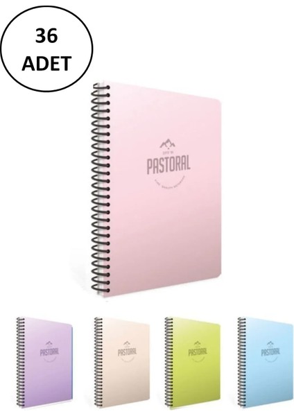A6 Pastoral Spiralli Plastik Kapak Defter 80 Yaprak Çizgili