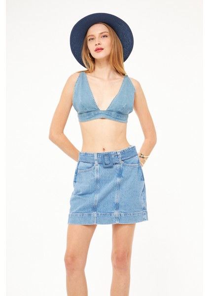 Cepli Kadın Mini Jean Etek fırsatları