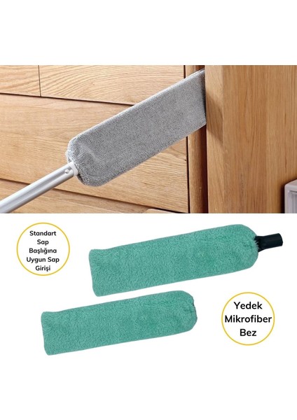 Saplı Mikrofiber Başlıklı Girintili Yüzey Temizleme Mopu Toz Alma Fırçası indirimleri
