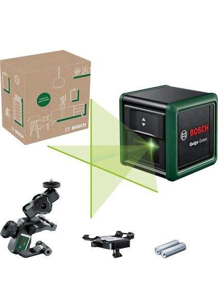 Home & Garden Quigo Green Çizgi Lazer(Daha Iyi Görünürlük Için Yeşil Lazer Teknolojisi,+/- 0,6 Mm/m'lik Iyileştirilmiş Hassasiyet ve 12 M'ye Kadar Çalışma Aralığı,geri Dönüştürülmüş Karton Kutu)