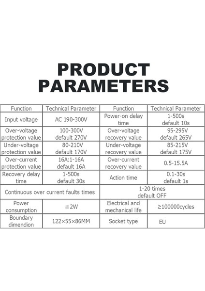 Tomzn Tosva-16 Tekrar Kapatılabilir Gerilim Akım Koruyucu Soket Ac 110V 220V Ayarlanabilir 16A Güç Dalgalanma Koruyucusu Ab Fiş Soketi (Yurt Dışından) indirimleri