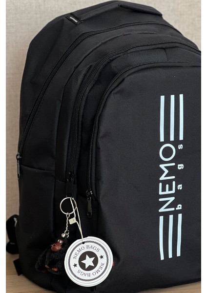 Nemo Bags Siyah Sırt Çantası Büyük Boy Okul Spor Çantası, 16,9 Inç, 45X30X15CM 24 Lt