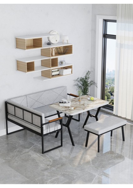 Src Serisi Mutfak, Balkon Köşe Takımı, 70 x 110 cm Efes Masalı - Açık Gri