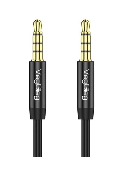 3.5mm Jack Trrs Hi-Fi Örgülü Aux Mikrofon ve Ses Kablosu 1 Metre