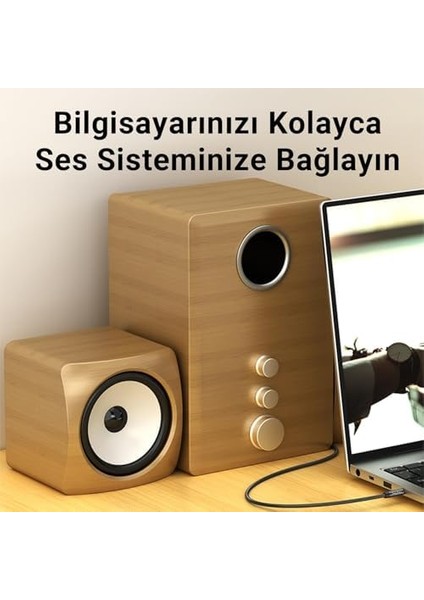 3.5mm Jack Trrs Hi-Fi Örgülü Aux Mikrofon ve Ses Kablosu 2 Metre