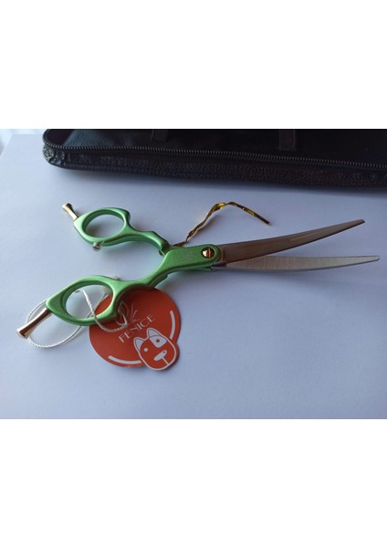 Pet Bakım Makas 6 Inç Kavisli Köpek Bakım Makası, 440C Çelik Ultra Hafif Uçak Alüminyum Saplı Profesyonel Köpek Bakım Makası (Yeşil Kavisli) Fenice FEMD-60C 440C modelleri