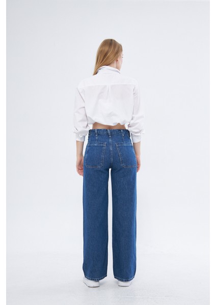 Bol Kesim Cep Detaylı Kadın Denim Pantolon fırsatları