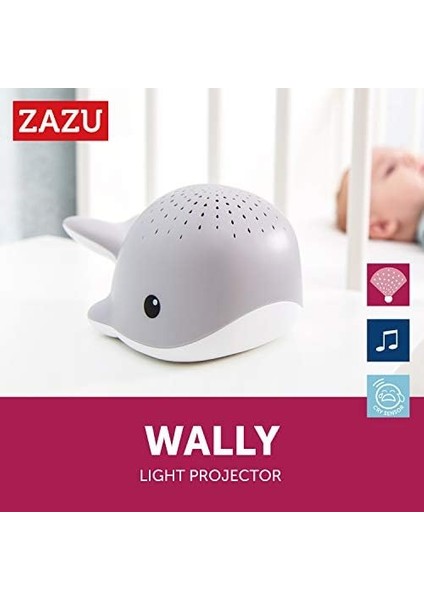 Kids Wally Projektörlü Müzikli Gece Lambası Gri
