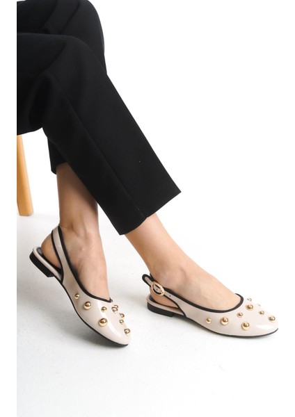 Inferno Bej Rugan Extra Yumuşak Troklu Kadın Babet