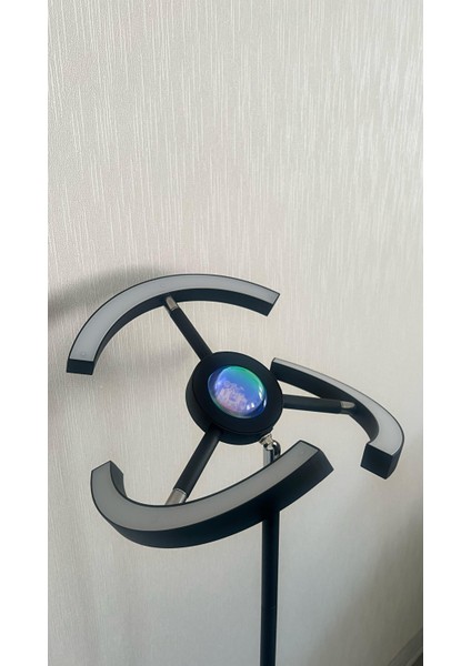Rgb Modern LED Lambader Dim Edilebilir Oturma Odası Çalışma Odası Siyah Renk
