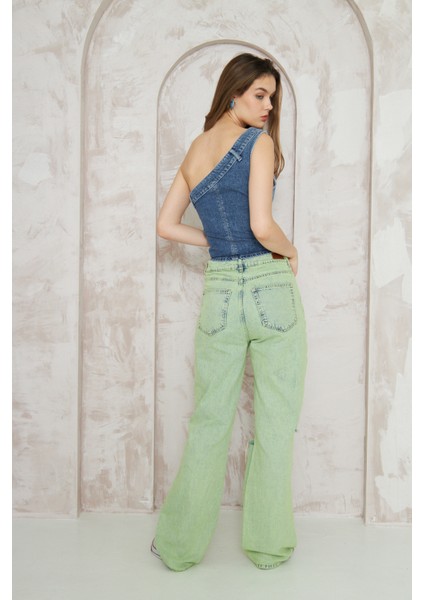Palazzo Dizler Lazerli Denim Pantolon indirimleri